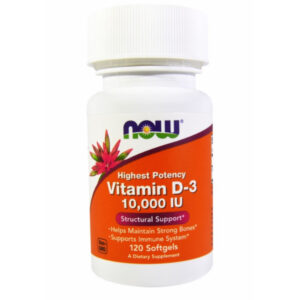 NOW Foods, витамин D3, 125 мкг (10000 МЕ), 120 капсул